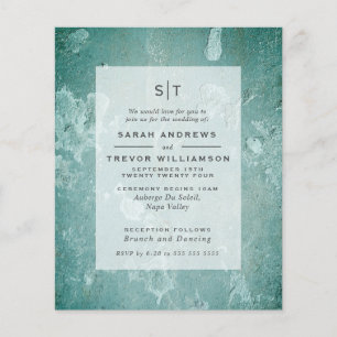 Budget Wedding Wabi Sabi Aqua Green Einladung