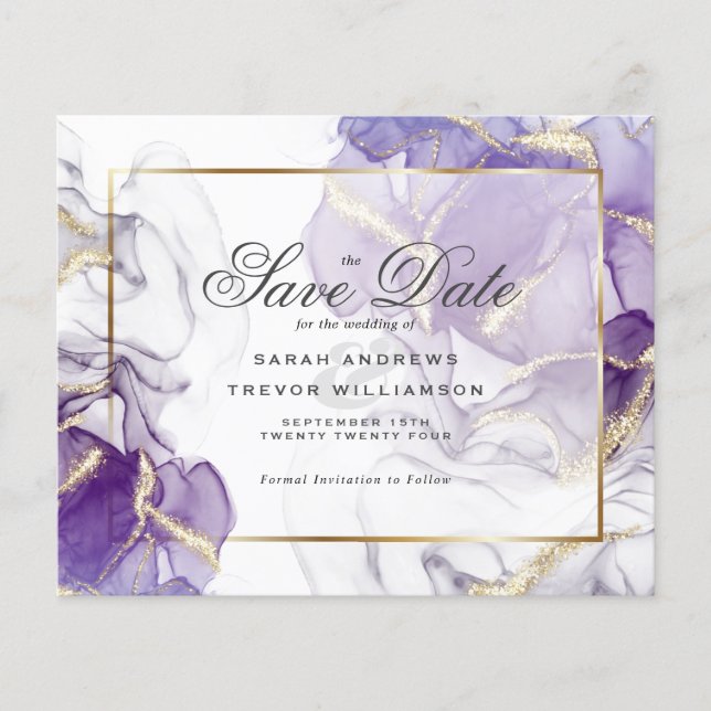 Budget Wedding Wild Wisteria Gold Abstrakt (Vorderseite)