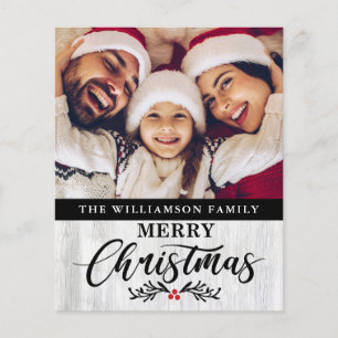 Budget Weihnachten Holz Familie Foto Weihnachtskar Flyer