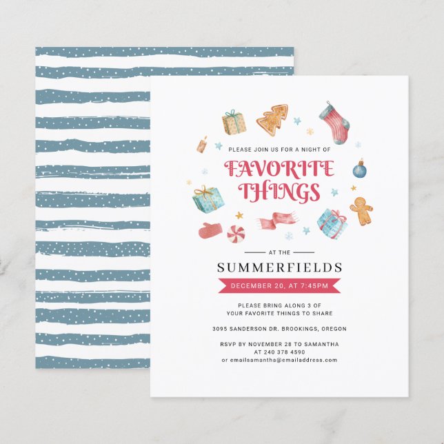 Budget Weihnachten Lieblings-Dinge Urlaub Einladun (Vorne/Hinten)