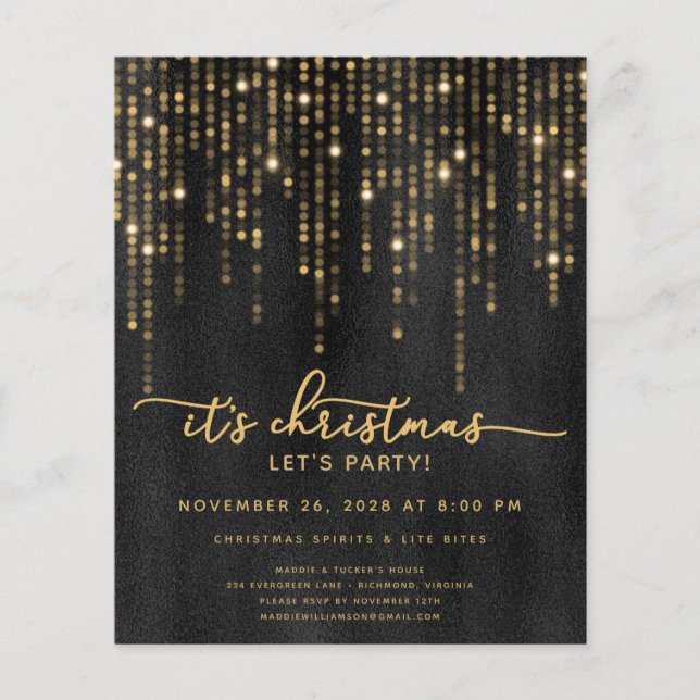 Budget Weihnachten Party Gold Glitzer Flyer (Vorne)