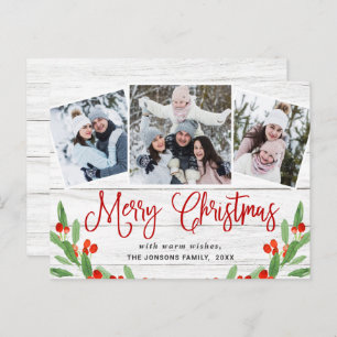 Budget Weihnachten Rustikale 3 FOTO Grußkarte Postkarte