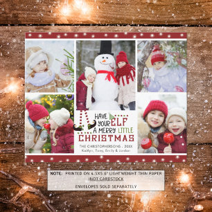 Budget-Weihnachten Süßer Elf 5 Foto-Feiertagskarte