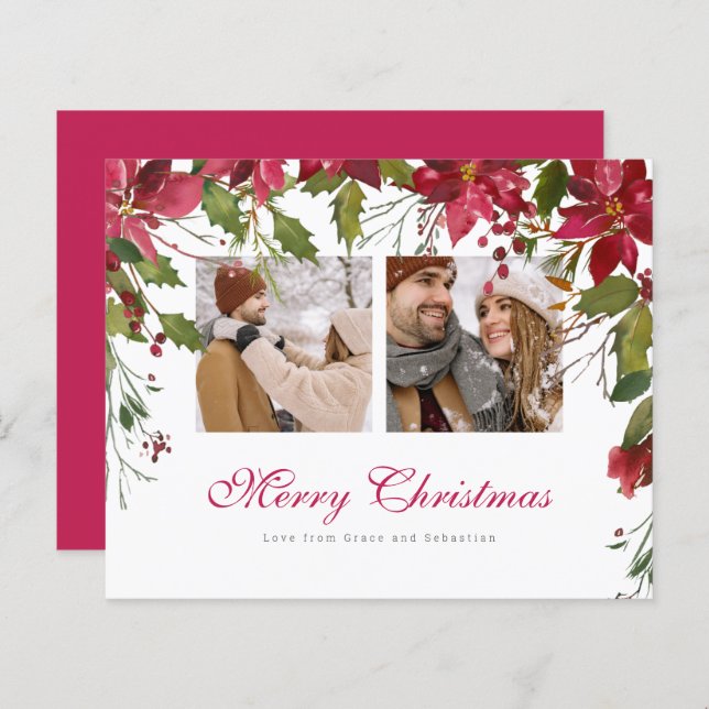 BUDGET Weihnachts-Poinsettia-Foto Personalisiert (Vorne/Hinten)