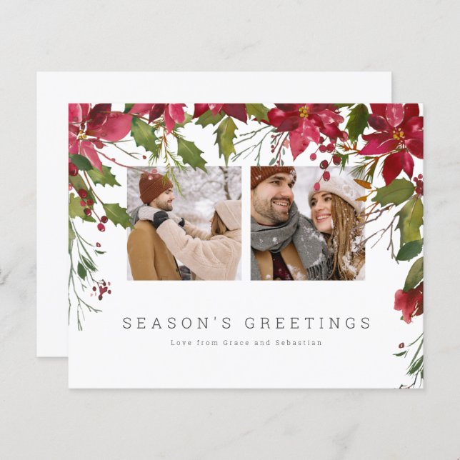 BUDGET Weihnachts-Poinsettia-Foto Personalisiert (Vorne/Hinten)