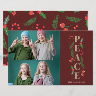 Budget-Weihnachtskarte mit roter Stechpalmenbeere 