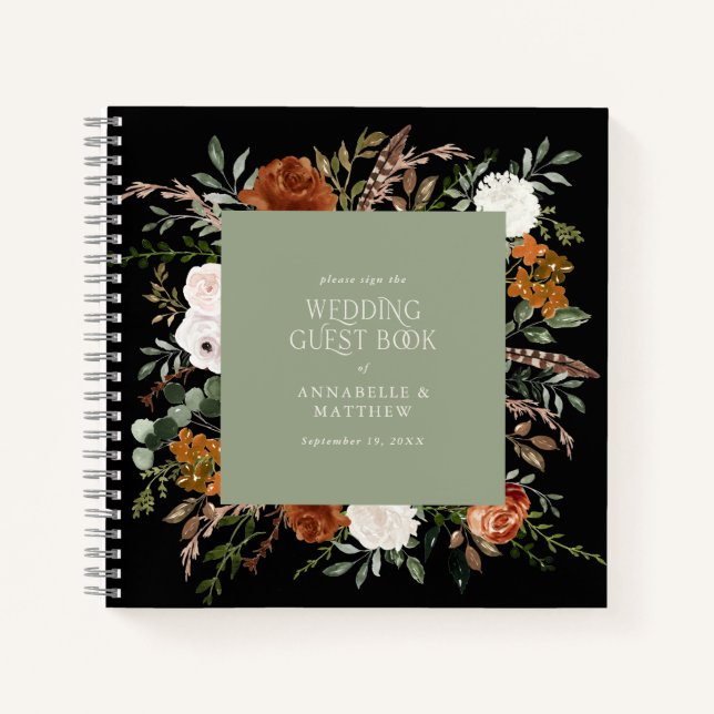 Budget Weiß Blumen Hochzeitsbuch rustikal Notizbuch (Vorderseite)