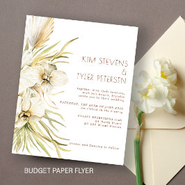 Budget weiß Blumen moderne boho Hochzeit Einladung Flyer