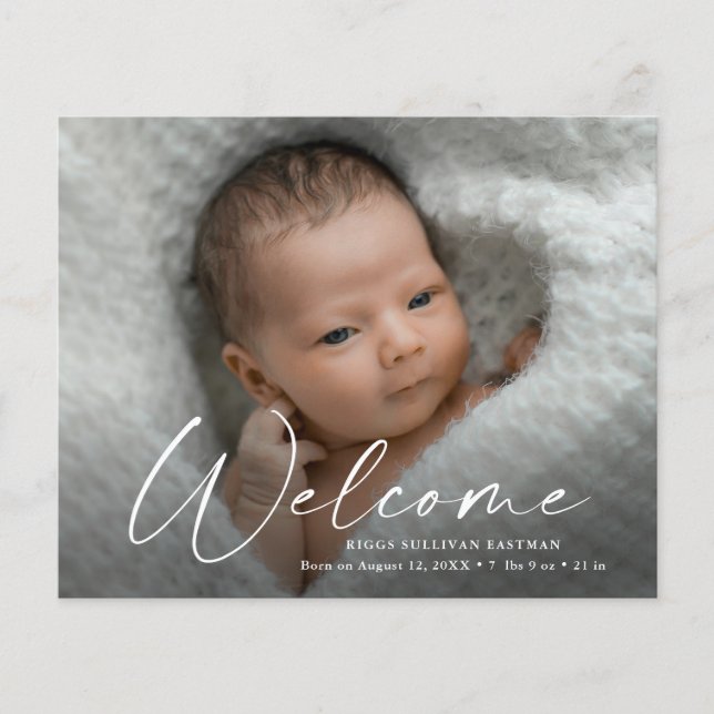 Budget Welcome Baby Foto Danke Karte (Vorderseite)