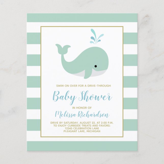 Budget Whale Drive by Baby Shower Einladung (Vorderseite)