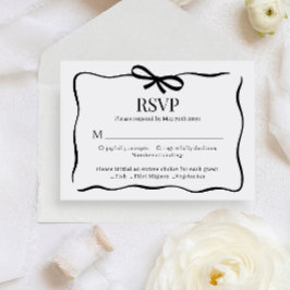 BUDGET Whimsical Black Bow Tie Wedding Menu Rsvp Begleitkarte