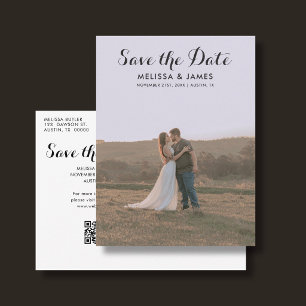 Budget Whimsical Foto QR Code Save the Date Ankündigungspostkarte