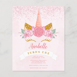 Budget Whimsical Pink Rainbow Unicorn Birthday