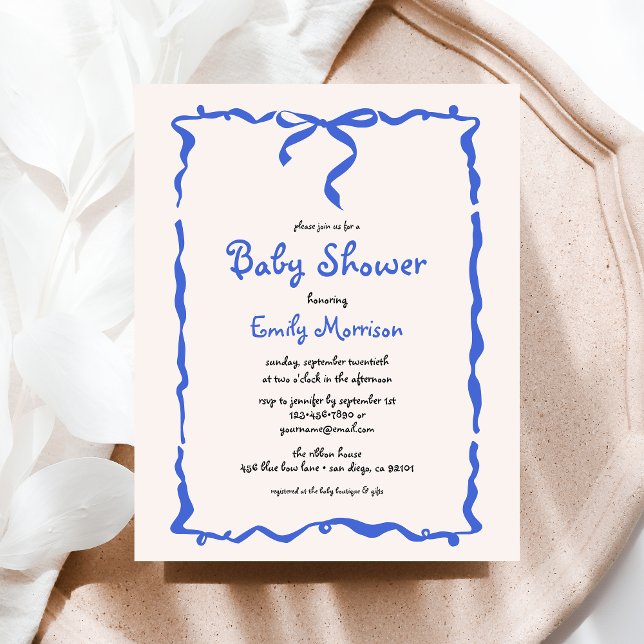 Budget Whimsical Quirky Blue Bow Boy Baby Dusche Flyer (Von Creator hochgeladen)