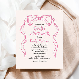 Budget Whimsical Quirky Blush Pink Bow Baby Dusche