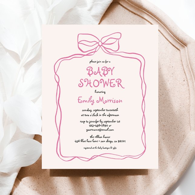 Budget Whimsical Quirky Blush Pink Bow Baby Dusche (Von Creator hochgeladen)