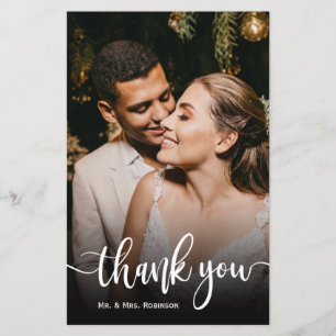 Budget Whimsical Script Wedding danke You Card