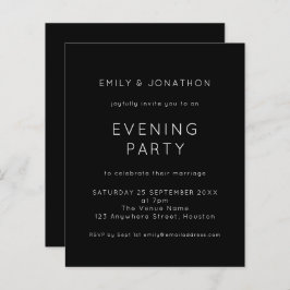Budget White Black Wedding Abend Einladung