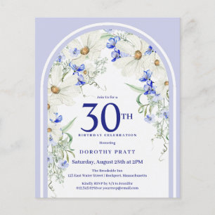Budget White Blue Floral Arch 30. Geburtstag Einla