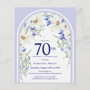 Budget White Blue Floral Arch 70. Geburtstag Einla