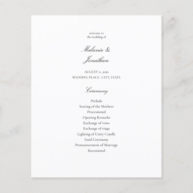Budget White Elegante Hochzeitfeier Flyer (Vorne)