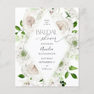 Budget White Floral Brautparty Flyer