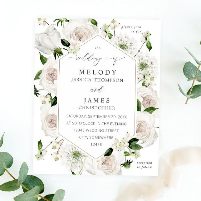 Budget White Floral Wedding Flyer (Von Creator hochgeladen)