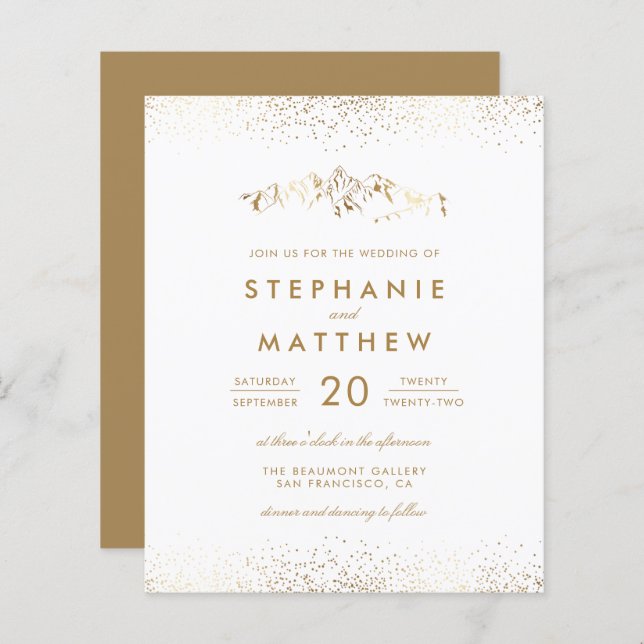 Budget White & Gold Foil Confetti Hochzeit (Vorne/Hinten)