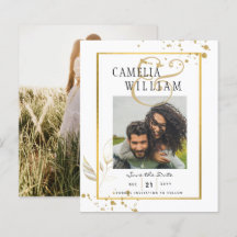 BUDGET White Gold FOTO Einladung Hochzeit