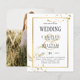 BUDGET White Gold PHOTO Hochzeits-Einladung