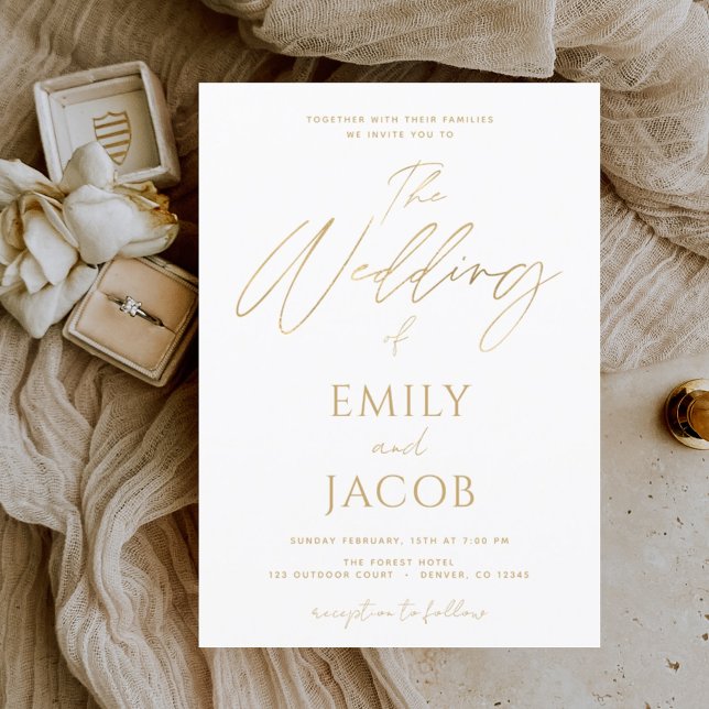 Budget White Gold Wedding Moderne Typografie (Von Creator hochgeladen)