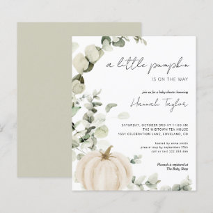 Budget White Pumpkin Fall Baby Dusche Einladung