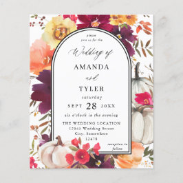 Budget White Pumpkin Fall Floral Wedding Flyer