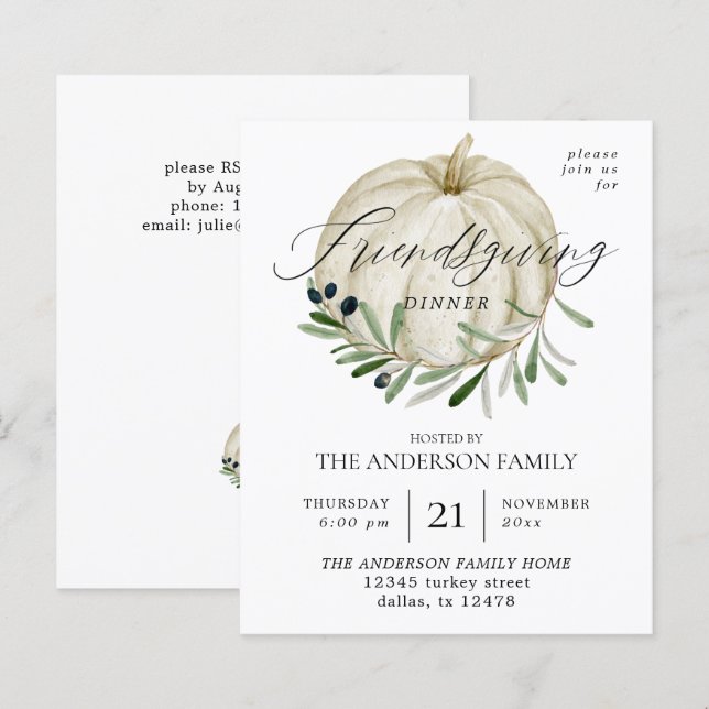 Budget White Pumpkin Friendsgiving (Vorne/Hinten)