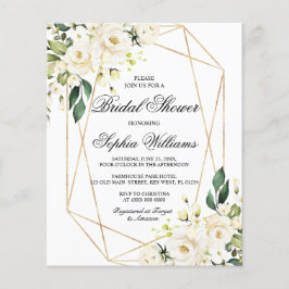 Budget White Rose & Green Bridal Dusche Einladung