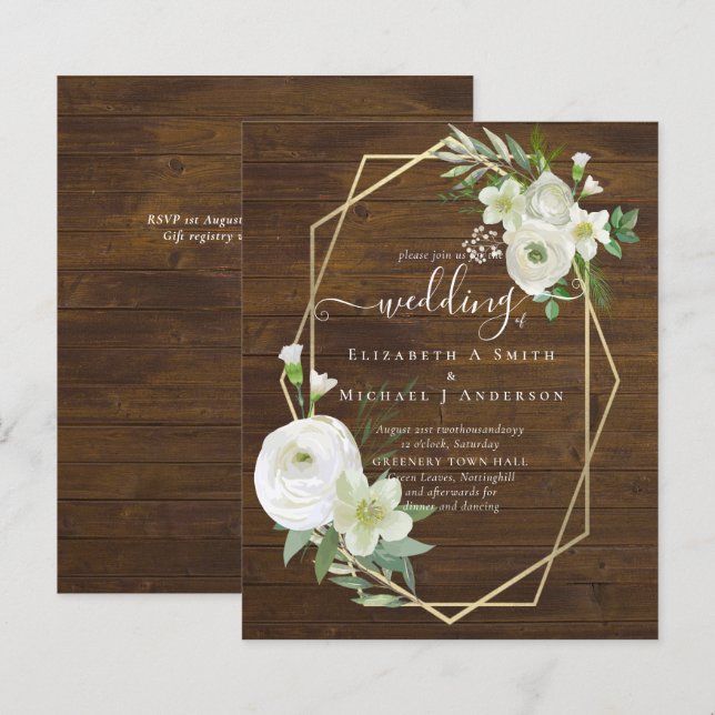 BUDGET White Rose Greenerity Gold Wedding (Vorne/Hinten)