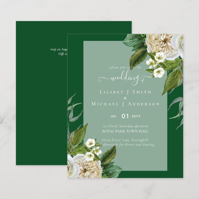 BUDGET White Roses Bouquet Floral Wedding (Vorne/Hinten)