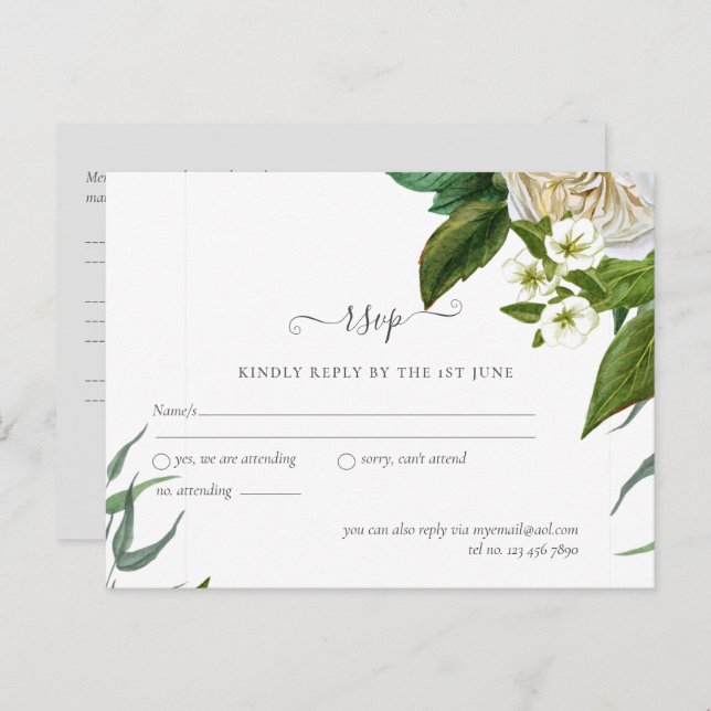 BUDGET White Roses Bouquet Floral Wedding Postkarte (Vorne/Hinten)