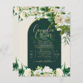 BUDGET White Roses Forest Green Winter Wedding INV