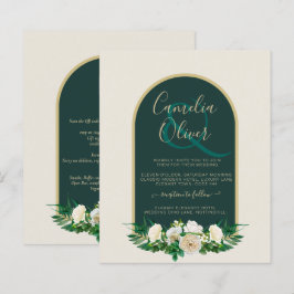 BUDGET White Roses Forest Green Winter Wedding INV