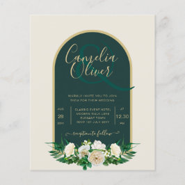 BUDGET White Roses Forest Green Winter Wedding INV Flyer