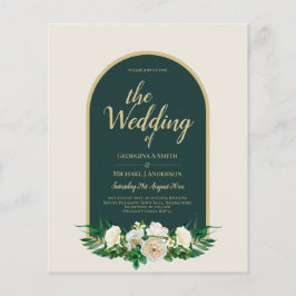 BUDGET White Roses Forest Green Winter Wedding INV Flyer