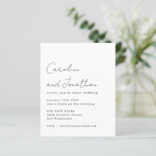 Budget White Schreibwriter Script Wedding Einladun
