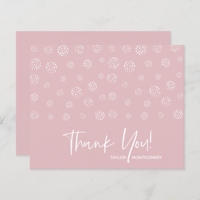 Budget White Script Dusty Pink Danke Cards (Vorne/Hinten)