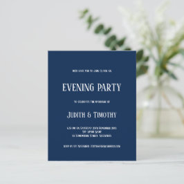Budget White Text Navy Blue Abend Party Einladung