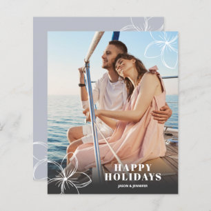 Budget White Tropical Blume Foto Holiday Card