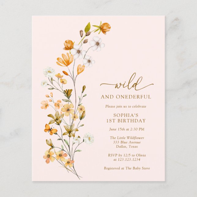 BUDGET Wild and Onederful Einladung zum 1. Geburts Flyer (Vorne)