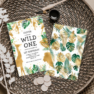 Budget Wild One 1. Geburtstag Safari Einladung
