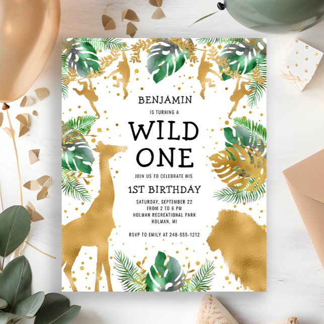 Budget Wild One First Birthday Safari Einladung (Von Creator hochgeladen)