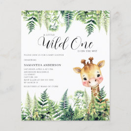 Budget Wild One Giraffe Kinderdusche Einladung Flyer